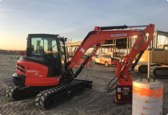 red backhoe